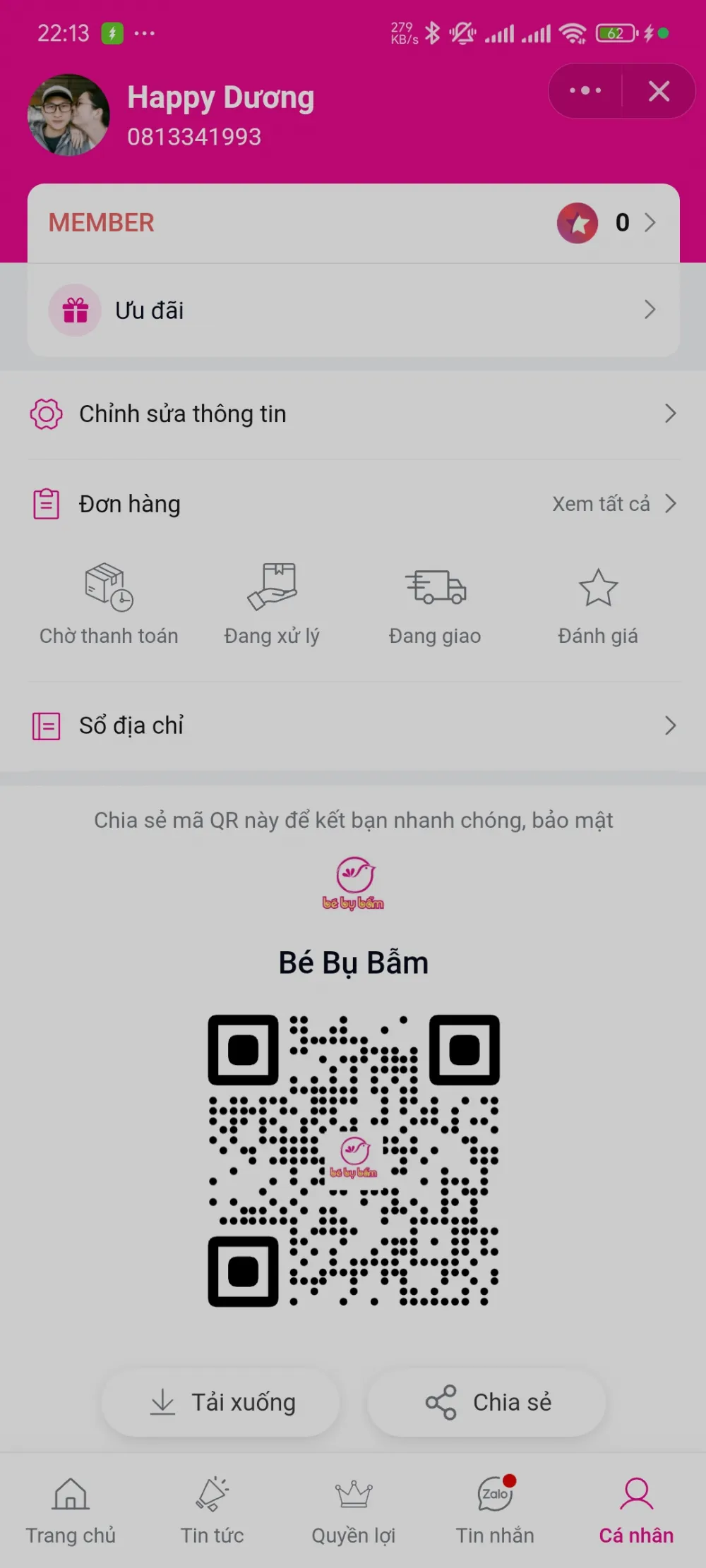 Bé Bụ Bẫm - Zalo Mini App