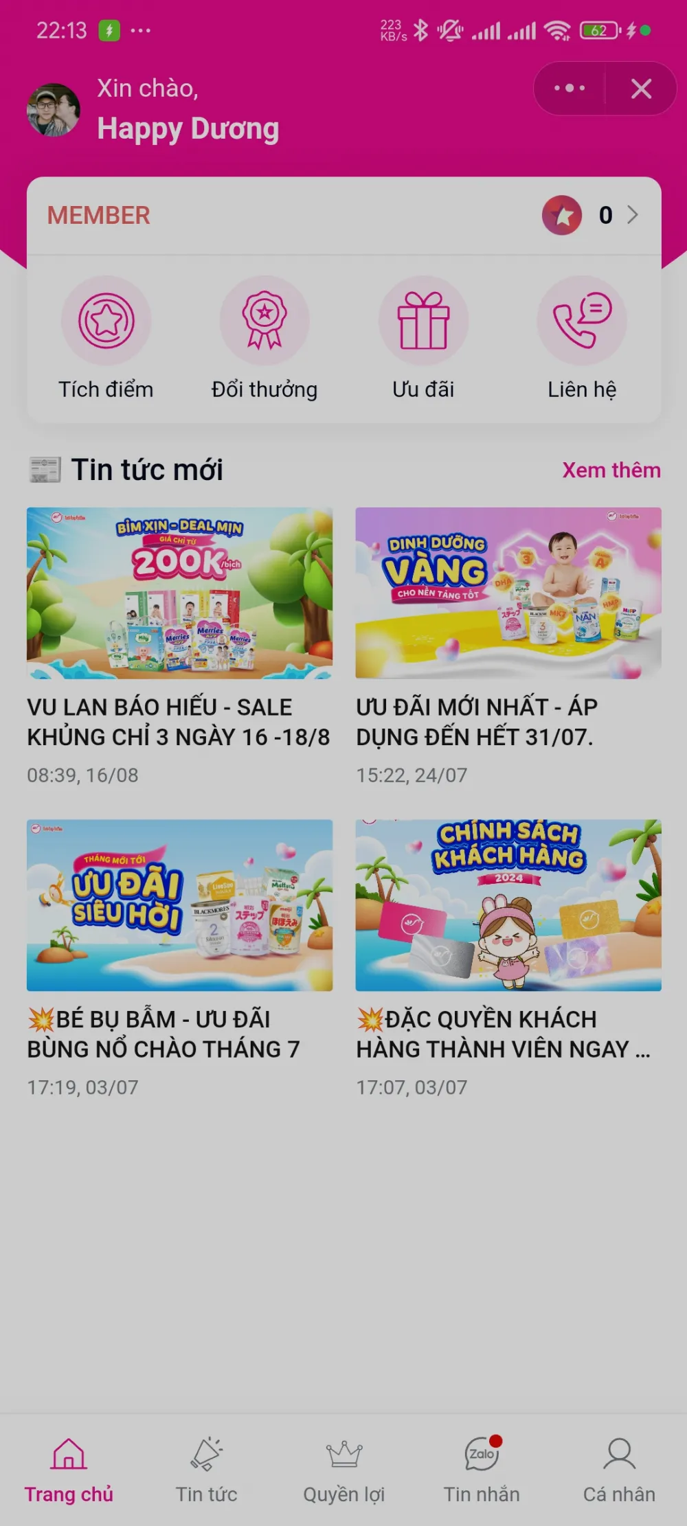 Bé Bụ Bẫm - Zalo Mini App